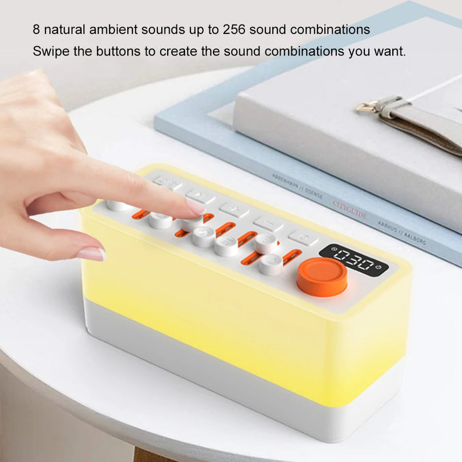 Smart Sleep Aid Speaker with RGB Night Light, 8 Nature Sounds, White Noise Machine, and Bluetooth Compatibility